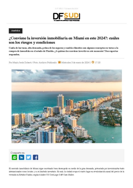 DF Sud clipping — Miami real estate investment 2024