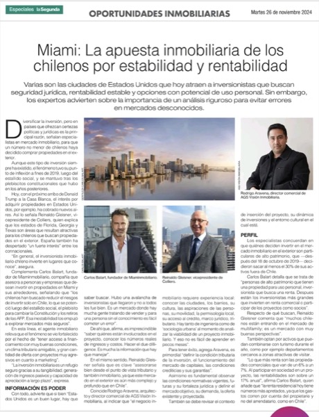 La Segunda clipping — Chilean real estate bet on Miami